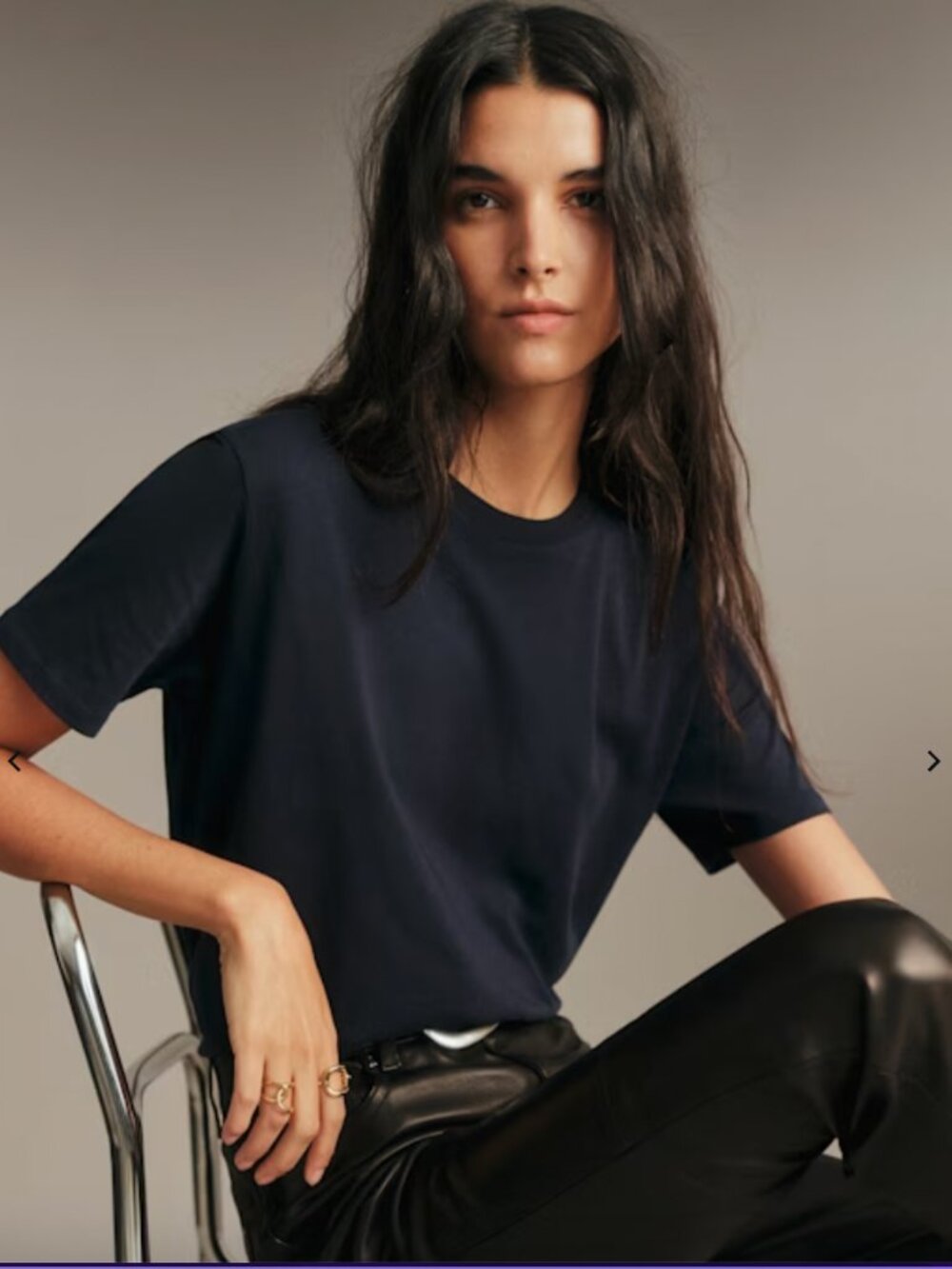 Sezane Navy Short Sleeve Tee - Conrad